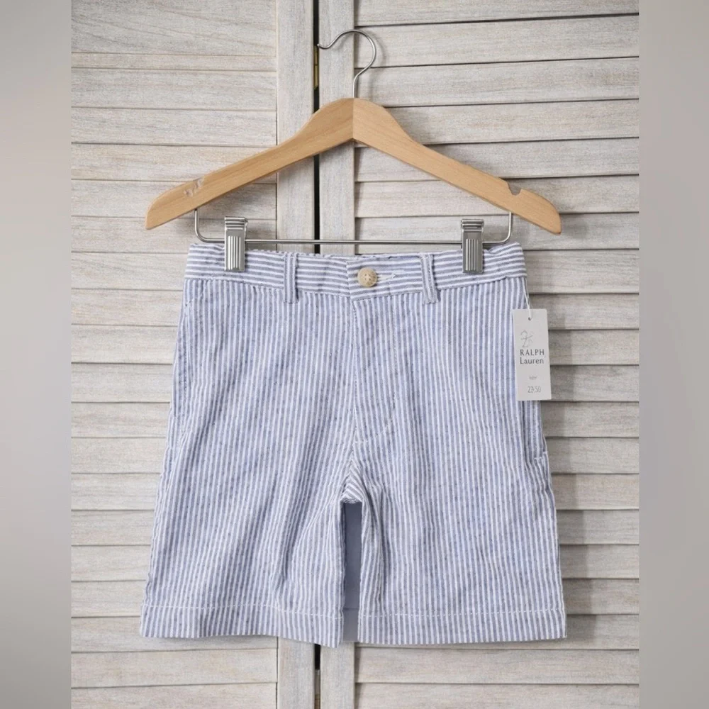 Ralph Lauren Navy and White Striped Shorts 18 Months Seersucker Classic NWT